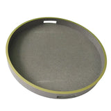 Paragon Round Tray Grey Shagreen Leather