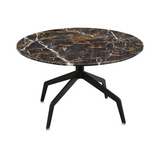 Razor Marble Top Circular Coffee Table with Black Base D70cm