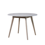 Ellie White Wash Oak Wood Circular Dining Table with White Marble Top