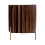 Pogoro Brown Wood Bedside Cabinet with Dark Brass Frame