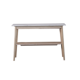 Ellie White Wash Oak Wood Console Table with White Marble Top