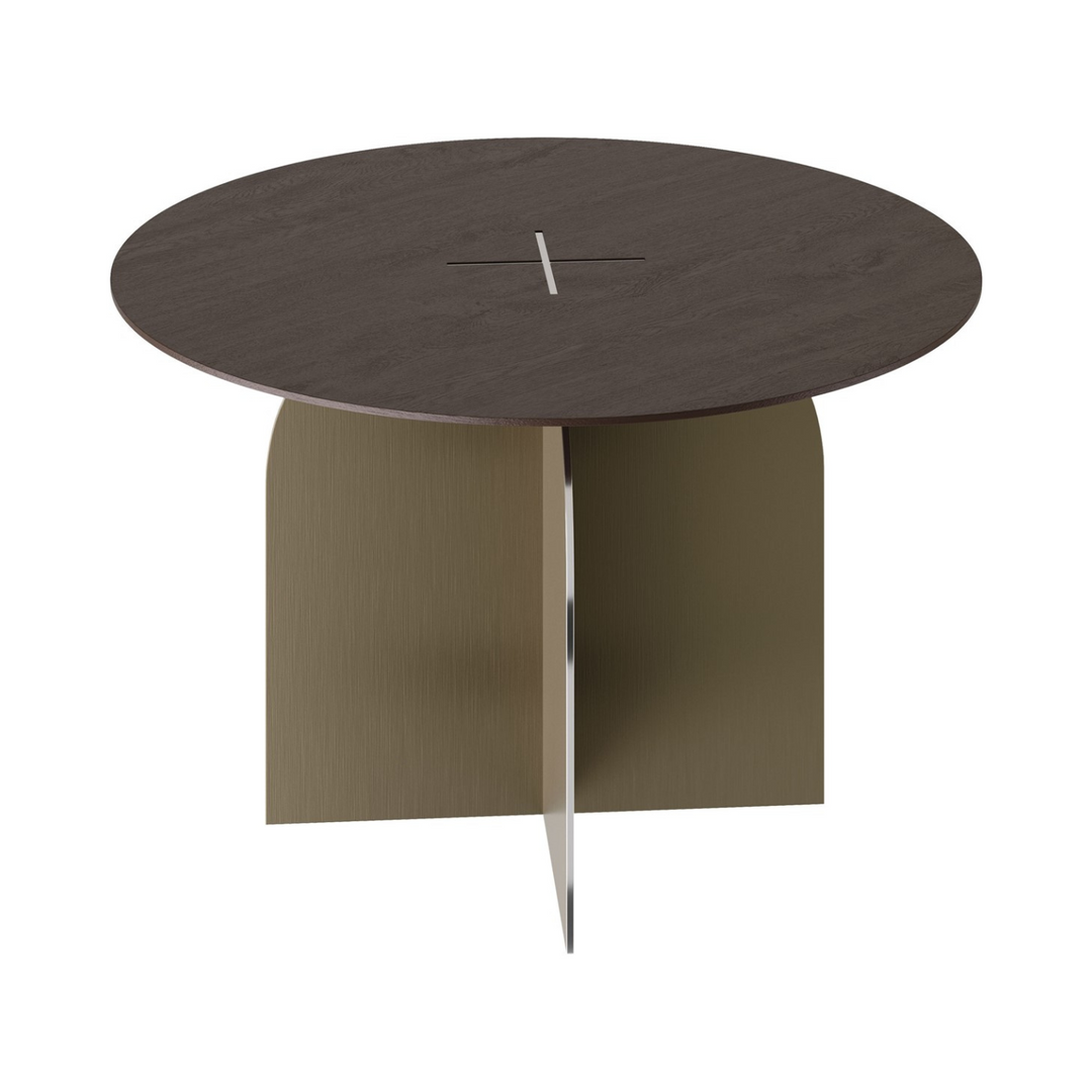 Meave Dark Brown Wood Cabinet with Black Metal Base