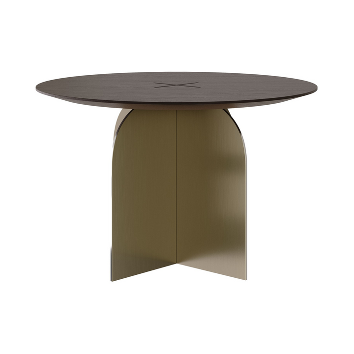 Meave Dark Brown Wood Cabinet with Black Metal Base