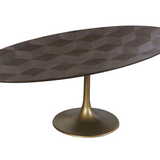 Luxor Brown Oval Diamond Wooden Dining Table with Iron Base by Richmond Interiors