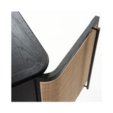 Kron Dark Oak Wood & Natural Rattan Sideboard