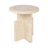 Tommy Polished Cream Marble Occasional Table/Stool