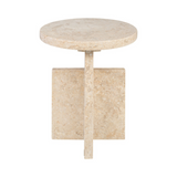Tommy Polished Cream Marble Occasional Table/Stool