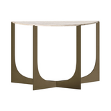 Travis Bronze Steel Console Table Grey Travertine Top
