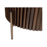 Pogoro Brown Wood Bedside Cabinet with Dark Brass Frame
