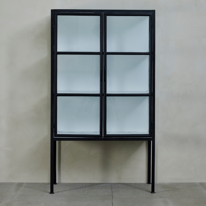 Depot Industrial Black Iron Cabinet with 2 Glass Doors H150 (CM)