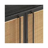 Kron Dark Oak Wood & Natural Rattan Bedside Cabinet