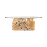 Aldabra Purple Breccia Marble Coffee Table with Glass Top