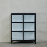 Depot Industrial Black Iron Cabinet with 2 Glass Doors H110 (CM)