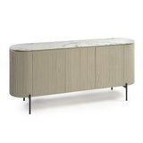 Ricky Grey/White Oak Wood Sideboard with Stone Top