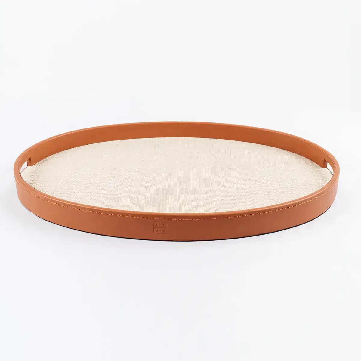 Ralf Oval Tray Leather and Jute