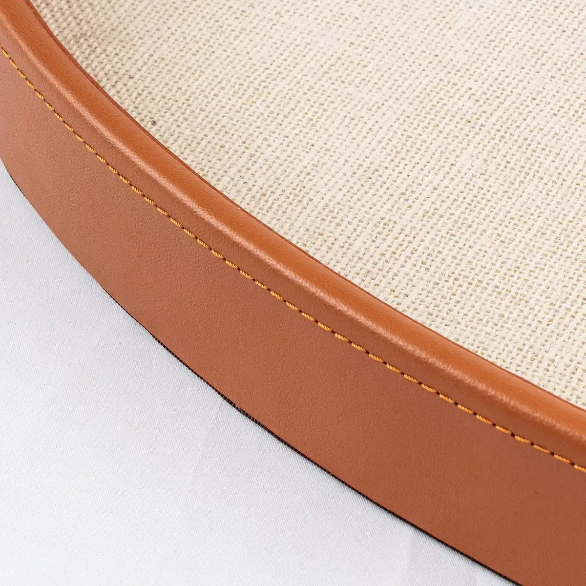 Ralf Oval Tray Leather and Jute