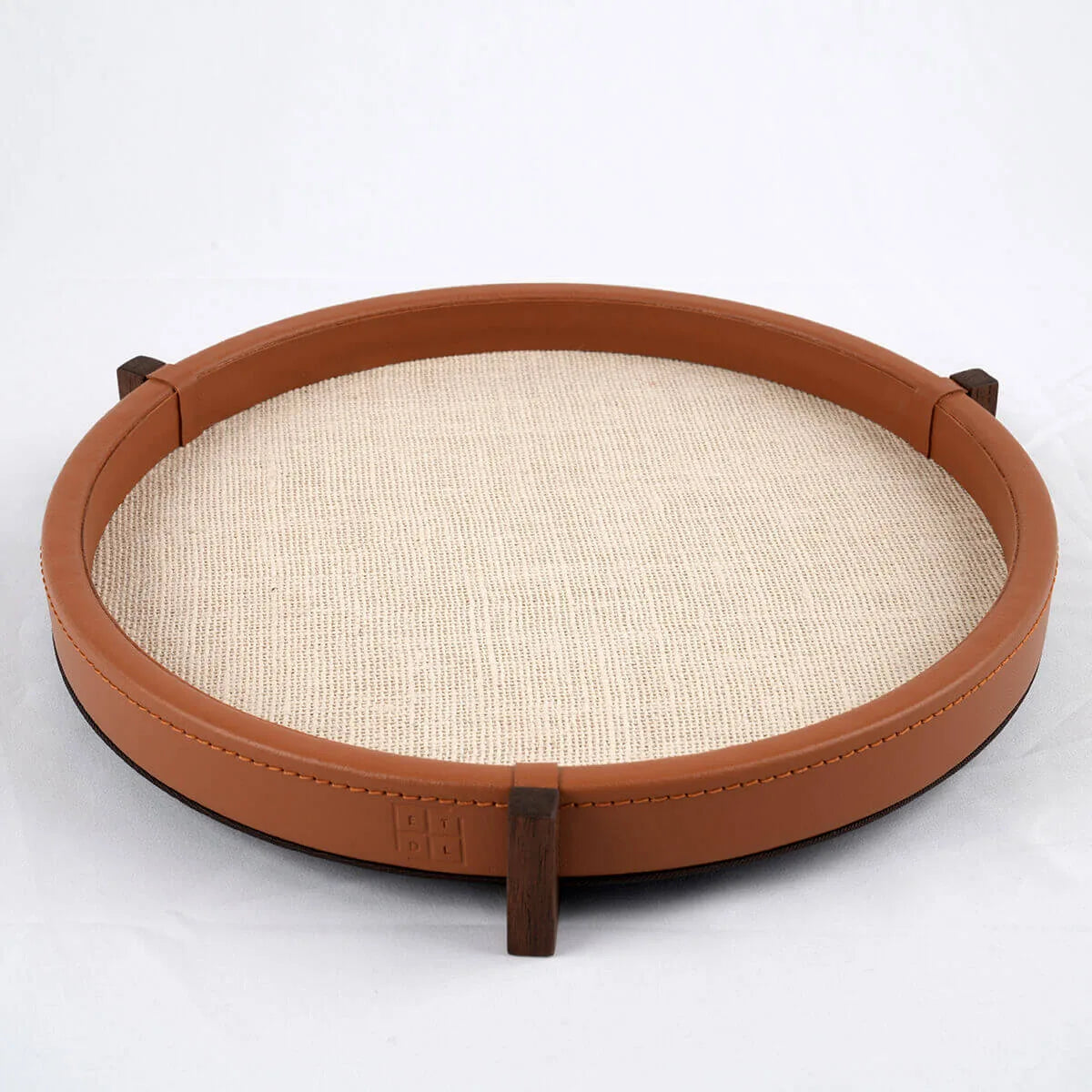 Ralf Round Tray Leather and Jute