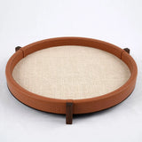 Ralf Round Tray Leather and Jute