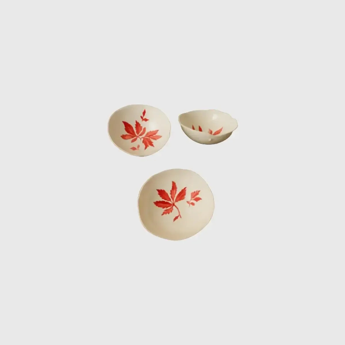 Red Leaf Porcelain Bowl