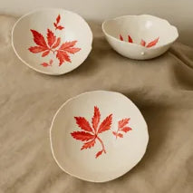 Red Leaf Porcelain Bowl