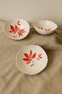 Red Leaf Porcelain Bowl
