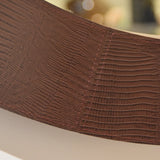 Round Mirror Burgundy Leather