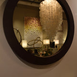 Round Mirror Burgundy Leather