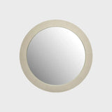 Round Mirror French Grey Leather