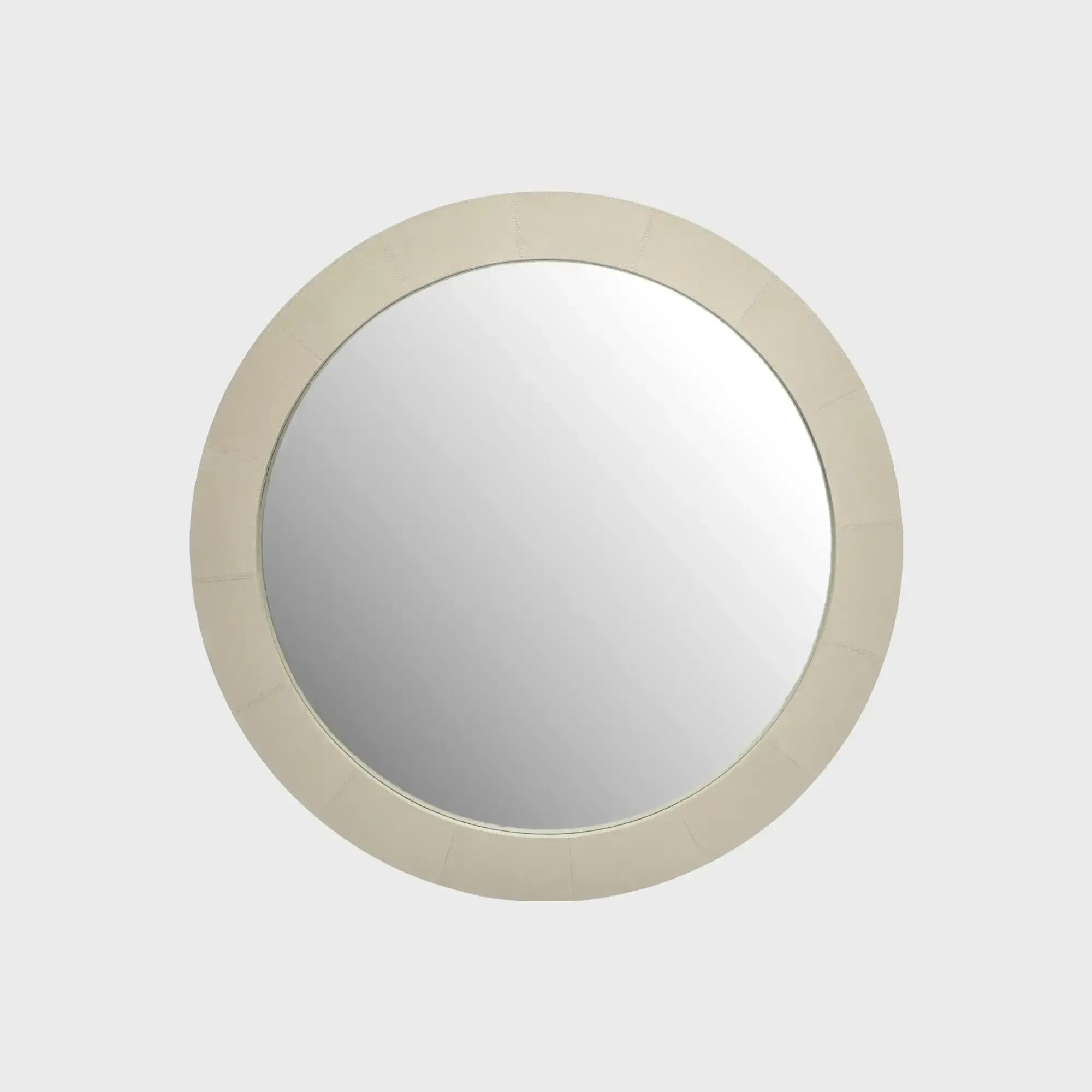 Round Mirror French Grey Leather
