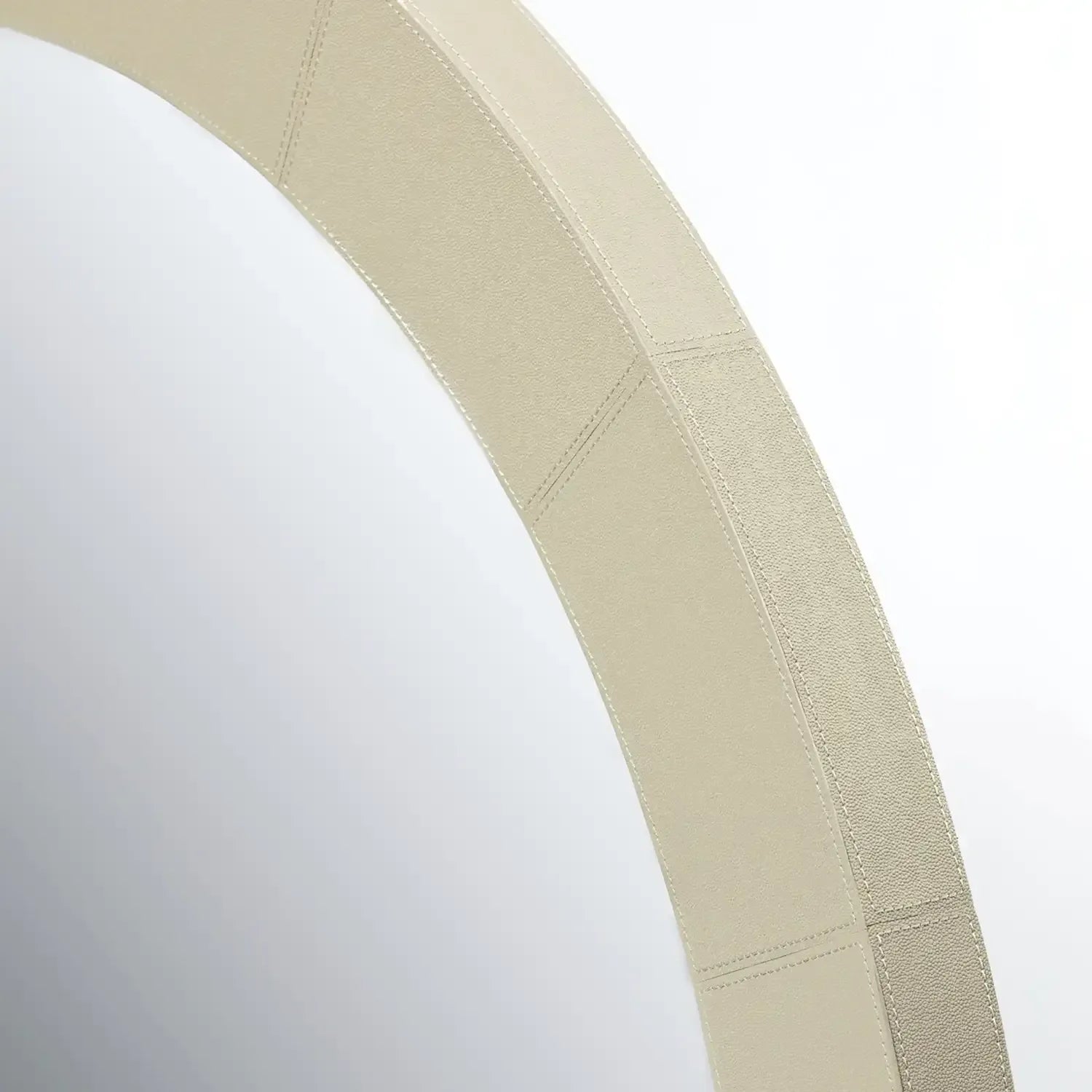Round Mirror French Grey Leather