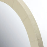 Round Mirror French Grey Leather