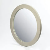 Round Mirror French Grey Leather