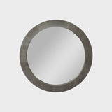 Round Mirror Grey Shagreen Leather