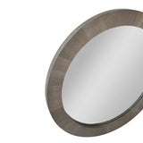Round Mirror Grey Shagreen Leather