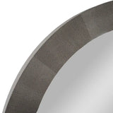 Round Mirror Grey Shagreen Leather
