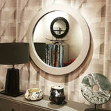 Round Mirror Pumice Leather