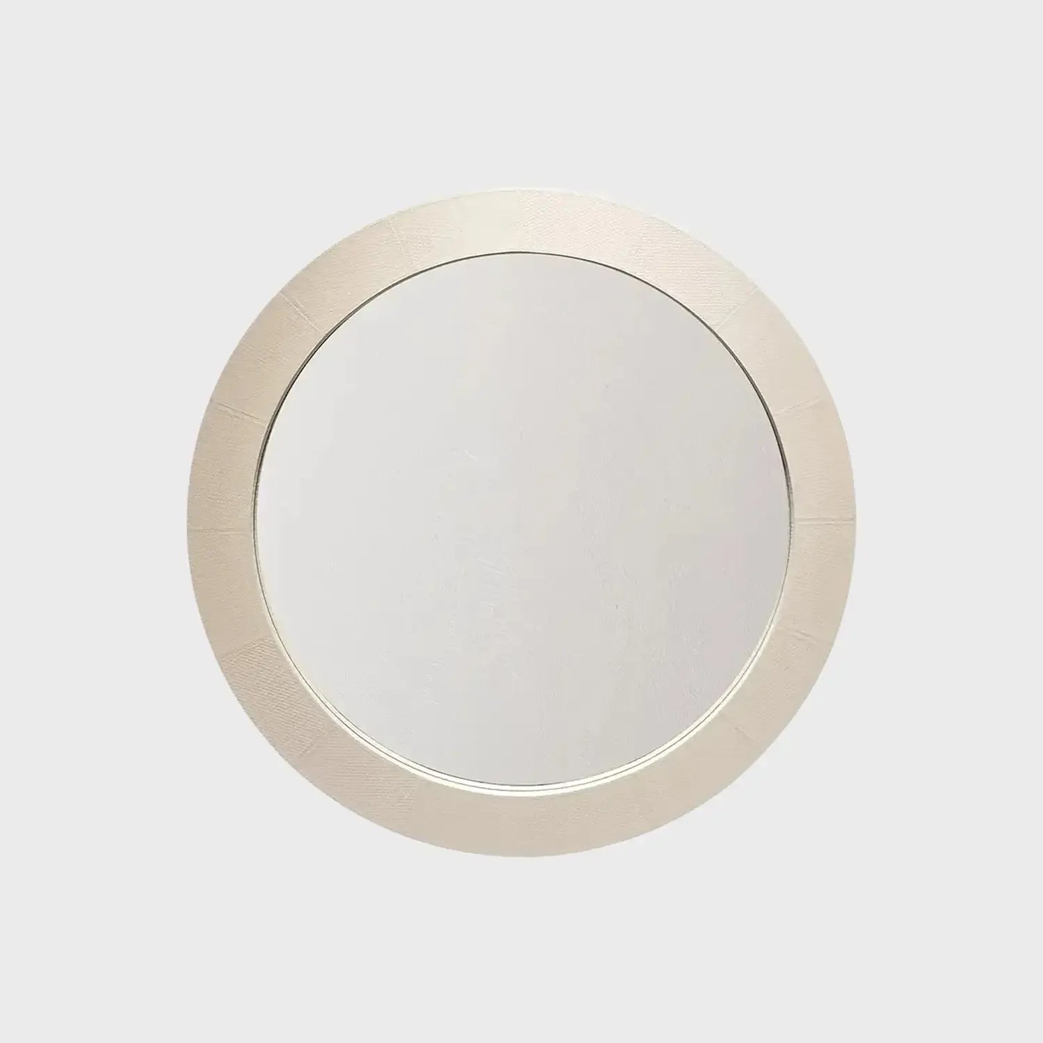 Round Mirror Pumice Woven Leather