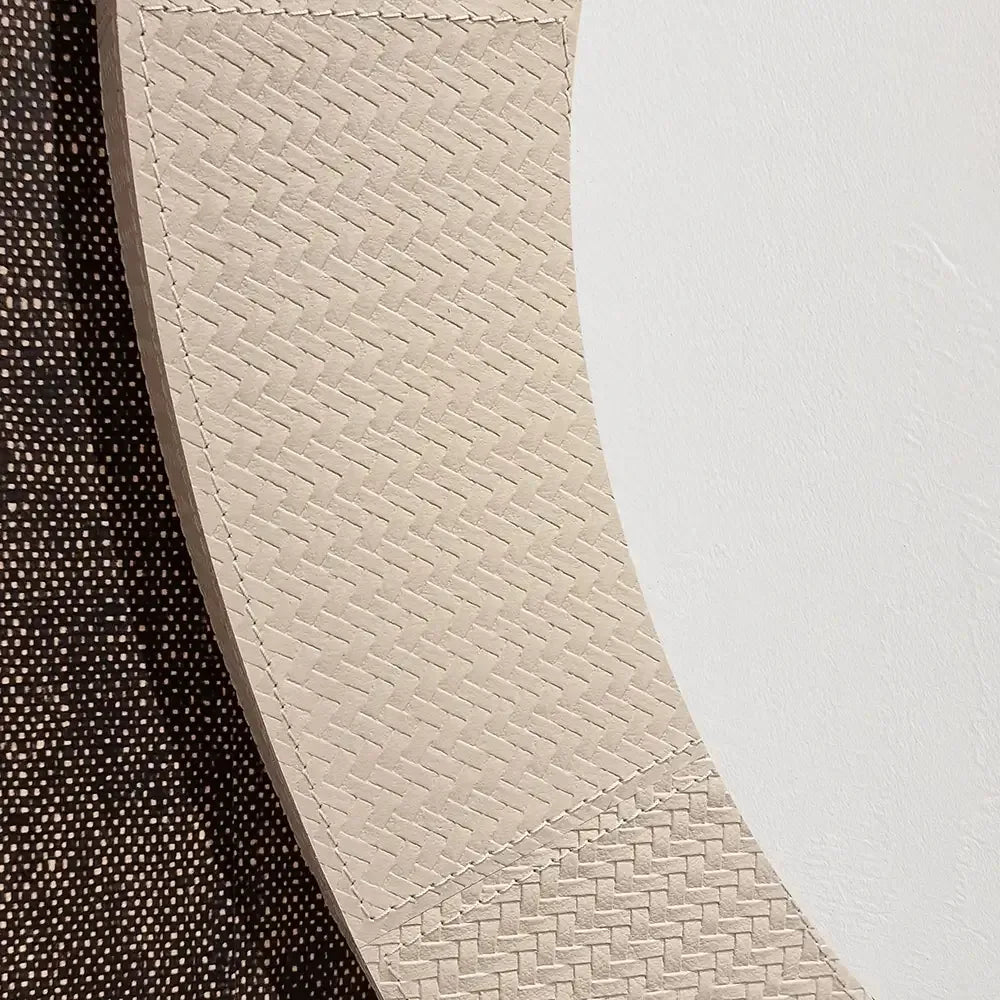 Round Mirror Pumice Woven Leather