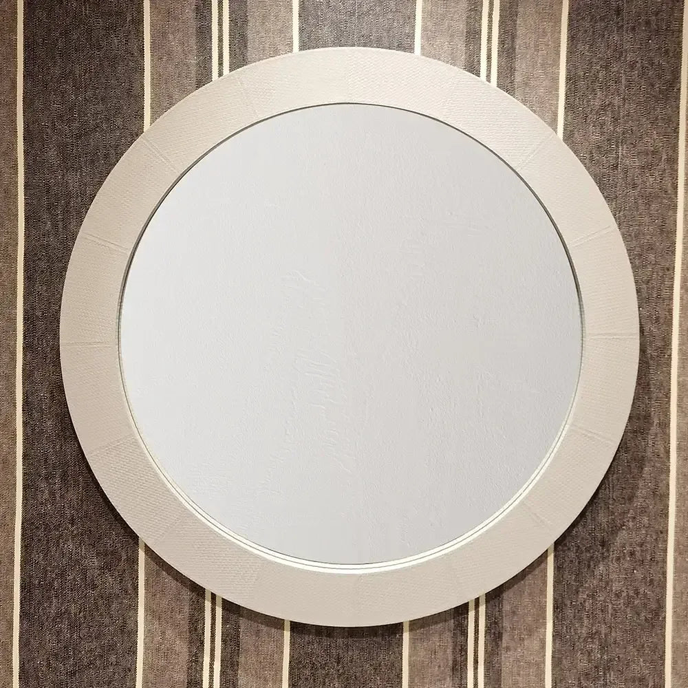 Round Mirror Pumice Woven Leather