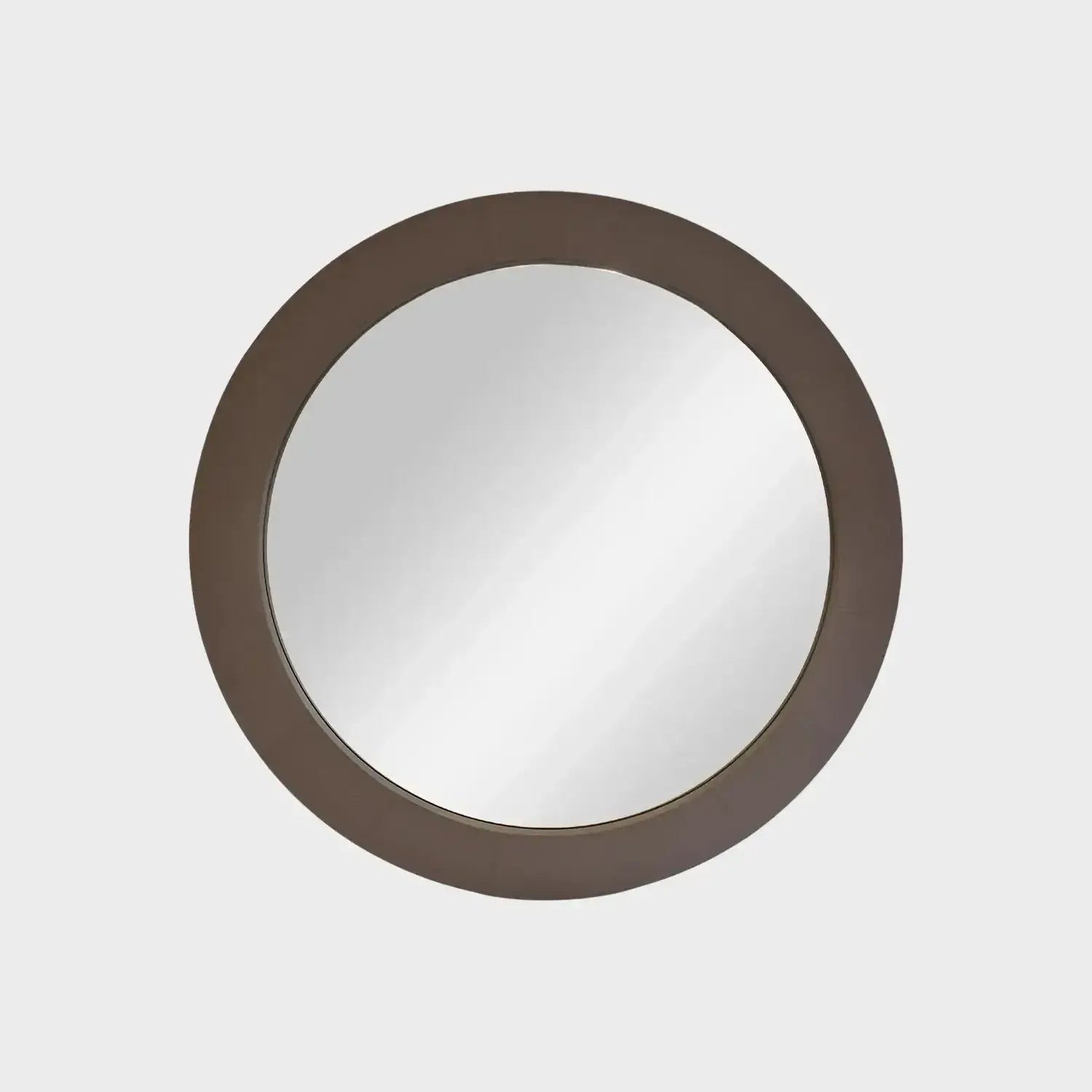 Round Mirror Putty Leather