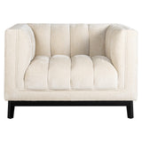 Beaudy White Chenille Armchair with Wooden Base by Richmond Interiors