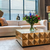 Collada Brushed Gold Brass Square Coffee Table by Richmond Interiors