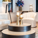 Avalon Bronze Console Table with Travertine Top by Richmond Interiors