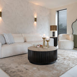 Hampton Circular Side Table with Travertine Top by Richmond Interiors