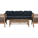 Sennen Outdoor Acacia Wood Armchairs with Coffee Table (sofa not included)