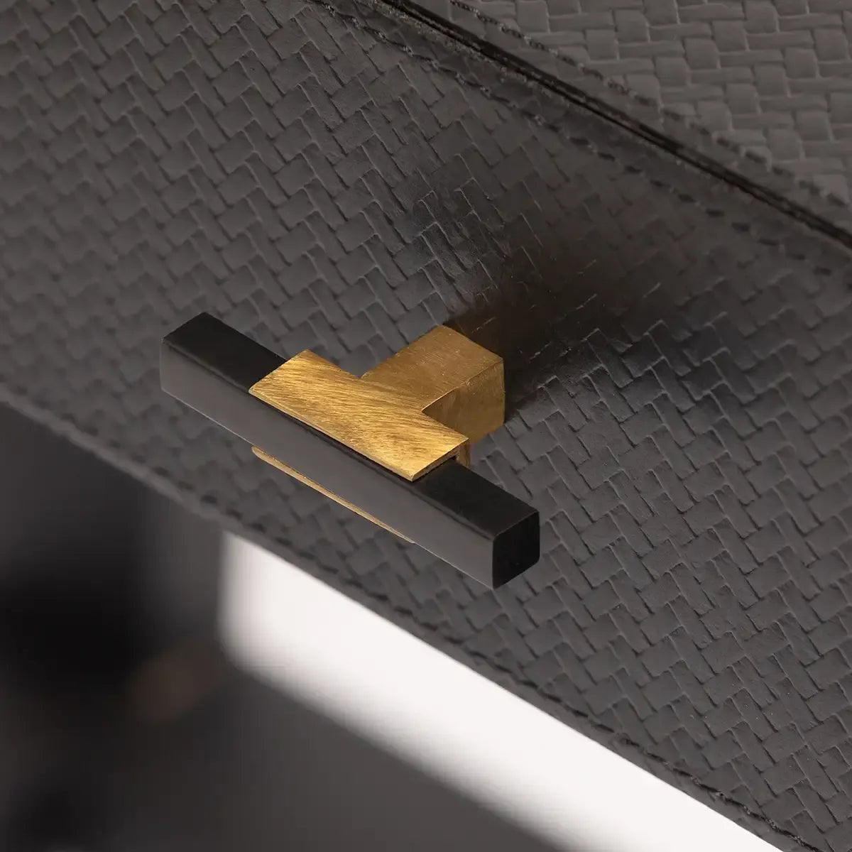 Slim Jim Desk Black Woven Leather