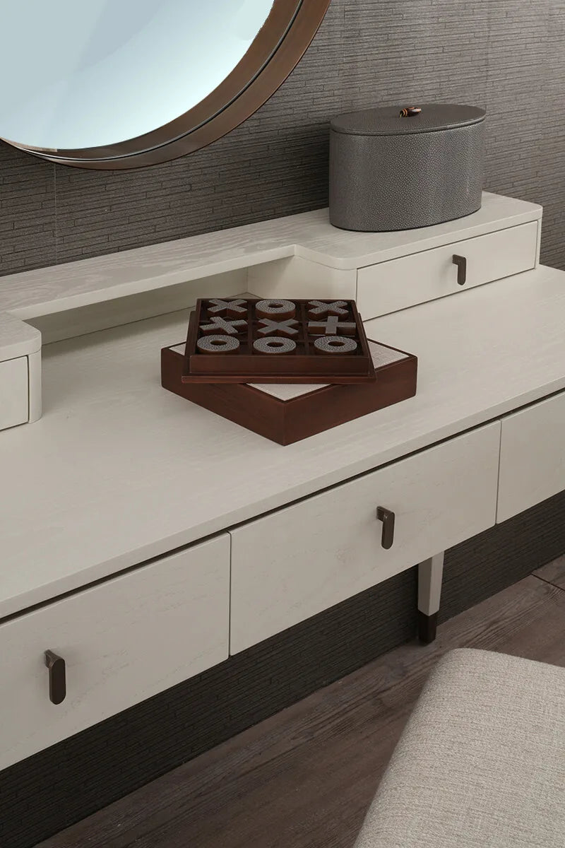 Studio Desk with 5 drawers in White Ash