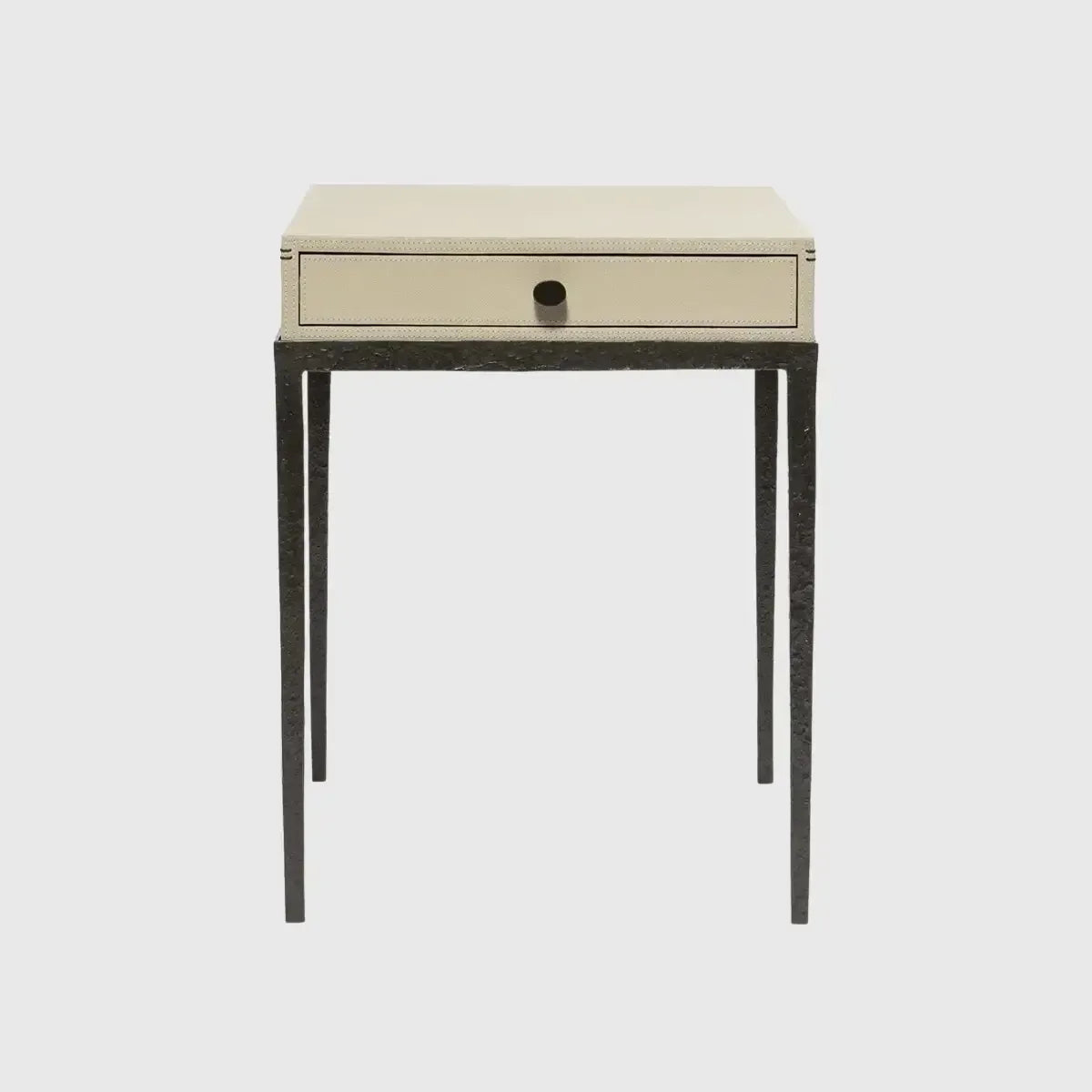 Taper Side Table Bronze French Grey Leather
