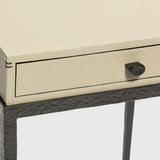 Taper Side Table Bronze French Grey Leather
