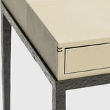 Taper Side Table Bronze French Grey Leather